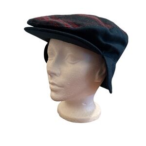 Men’s Tartan Flat Cap Ear Flap Red Green Classic Preppy Peaky Blinder Stylish